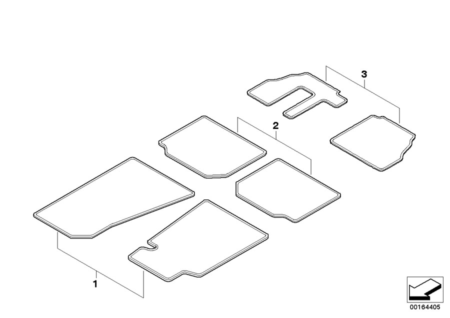 Le diagramme Rubber floor mats pour votre BMW X3  