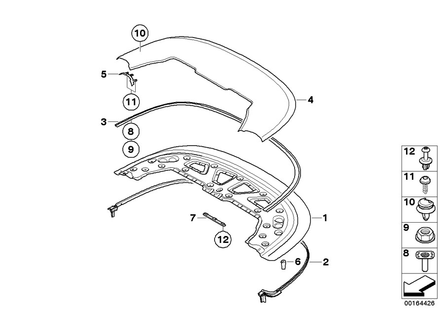 Diagram Folding top compartment lid for your BMW