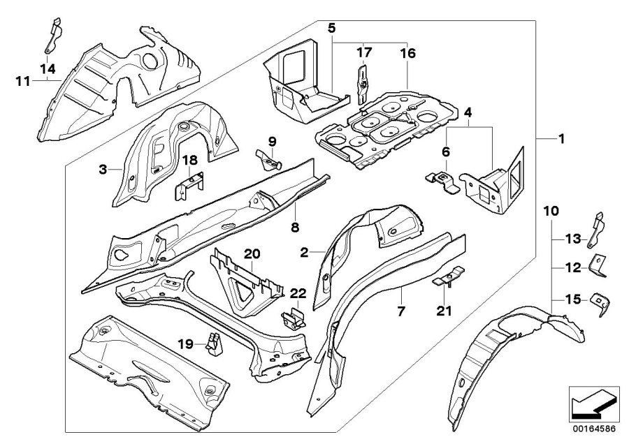 Diagram Floor parts rear exterior for your BMW
