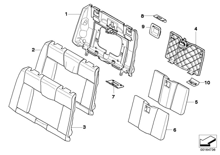 Diagram Seat, rear, uphlstry/cover, load-through for your BMW