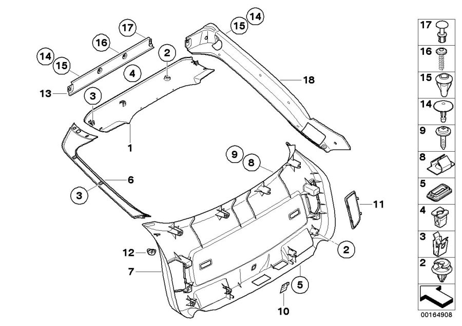 Diagram Trunk lid trim panel for your BMW