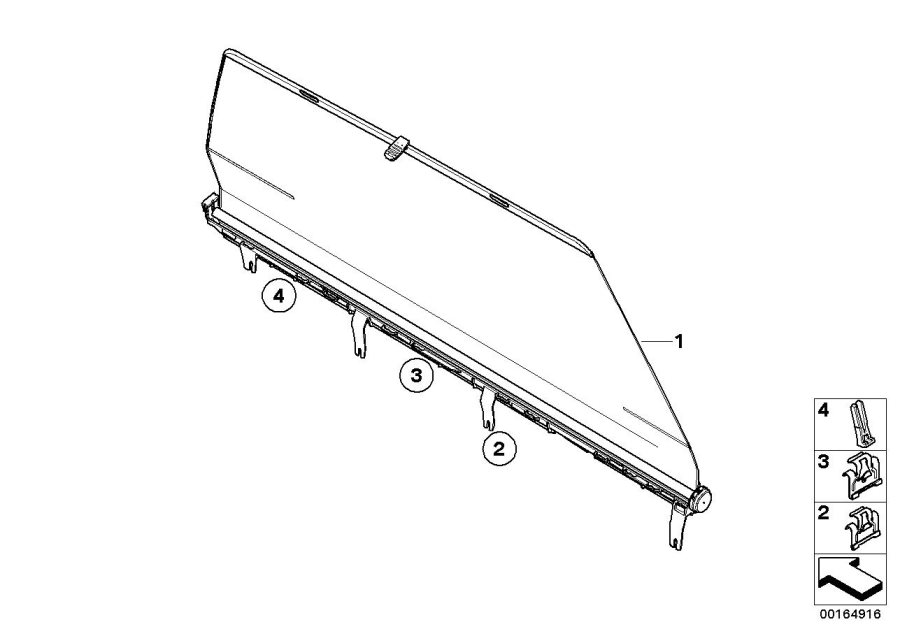 Diagram Roller sun vizor, rear door for your BMW