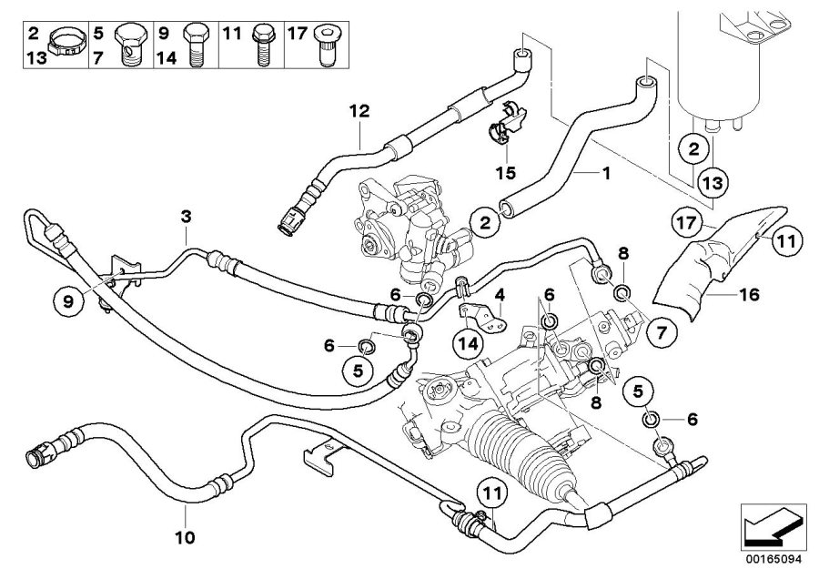 Diagram Power STEERING/OIL PIPE/ACTIVE steering for your BMW