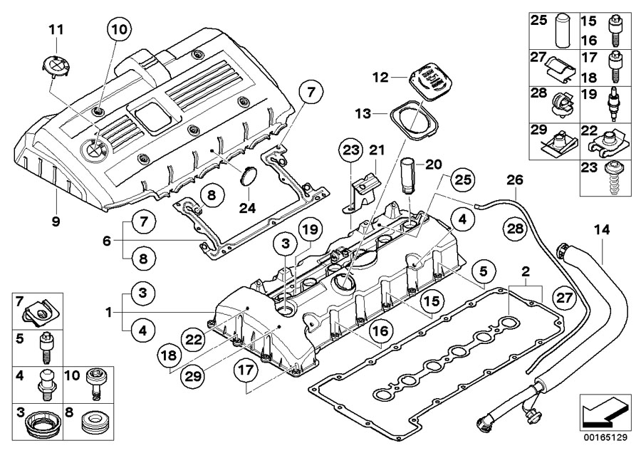 Diagram Cylinder head cover for your 2007 BMW 528xi   