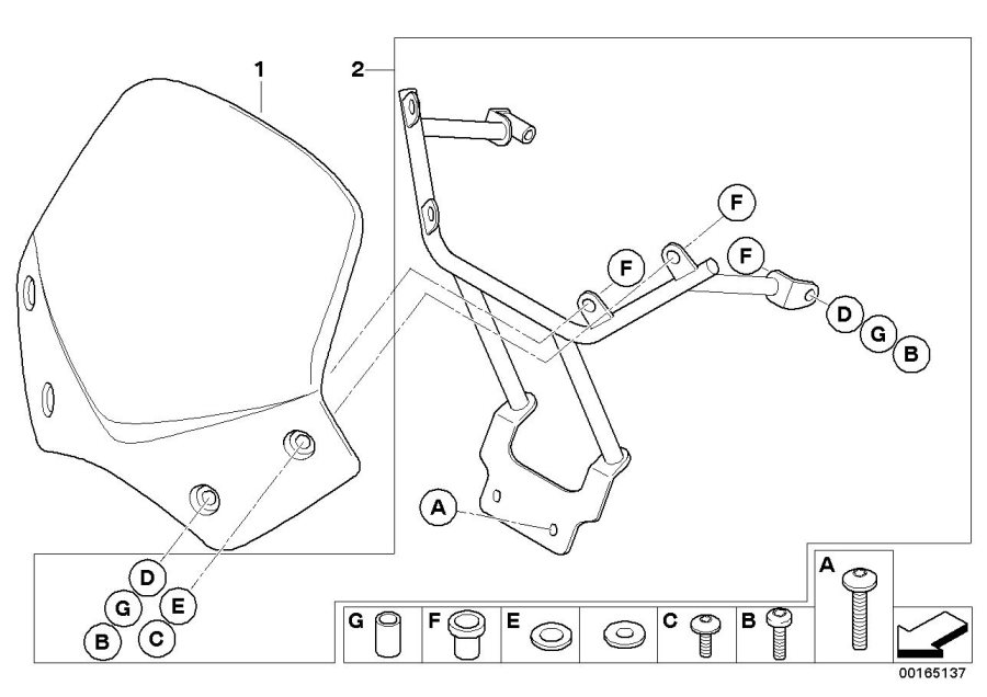 Diagram Windshield, sport, tinted for your 2008 BMW HP2 Sport   