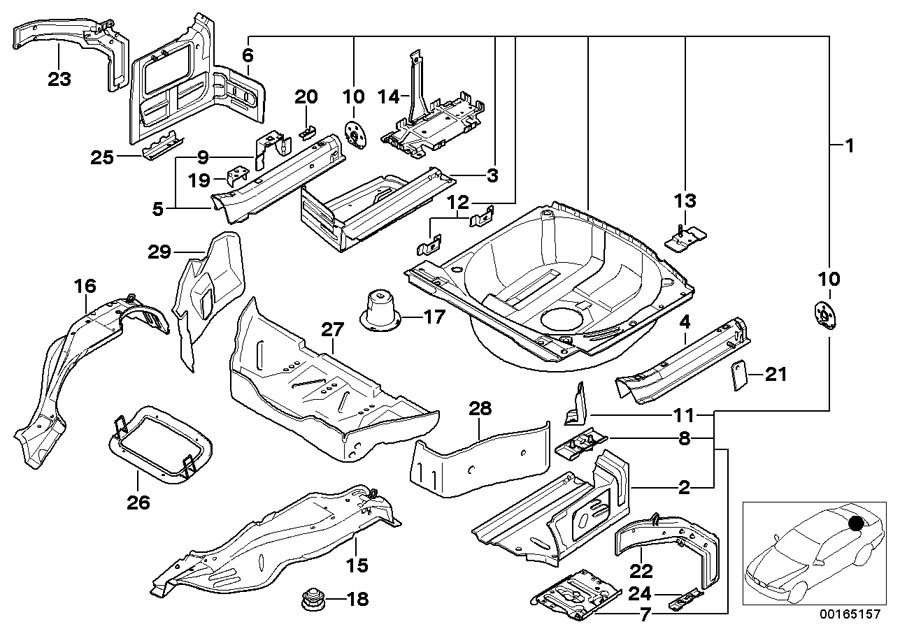 Diagram Mounting parts for trunk floor panel for your BMW