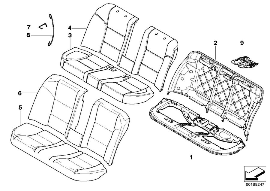 Diagram Seat rear, upholstery & cover base seat for your BMW