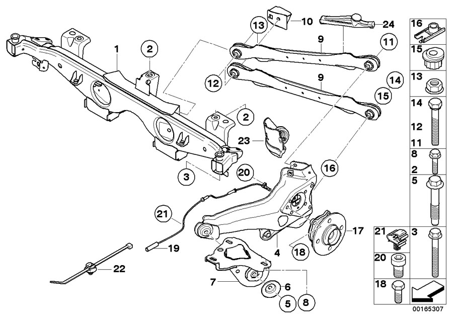 Diagram Rr axle support, wheel susp.,whl bearing for your MINI