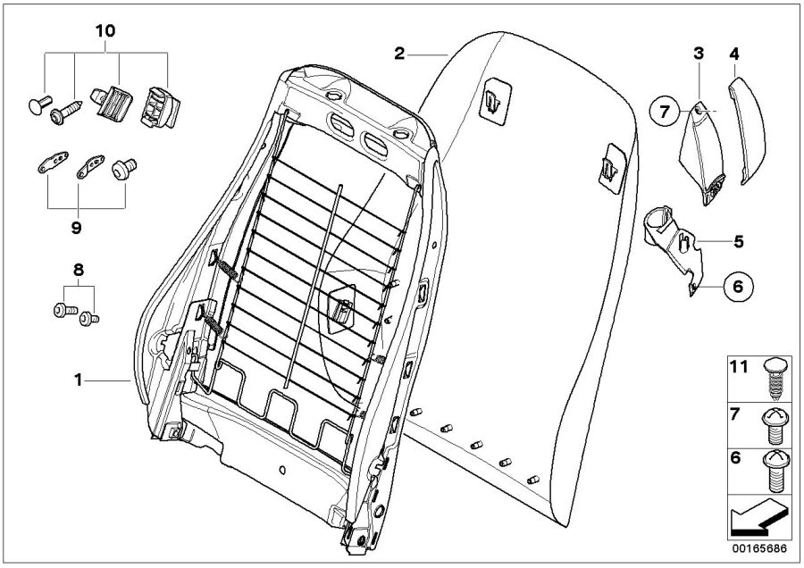 Le diagramme CADRE DOSSIER/PAROI ARR.DE SIEGE AVANT pour votre BMW