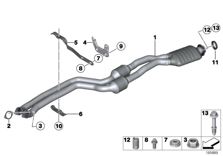 Diagram Catalytic CONVERTER/FRONT silencer for your 1995 BMW