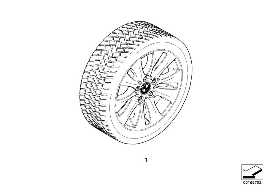 Diagram Winter wheel with tire V-spoke 229 - 16" for your BMW