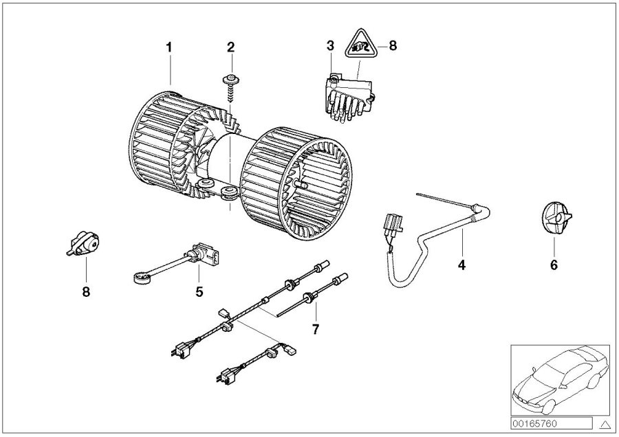Diagram Electric parts for ac unit for your BMW