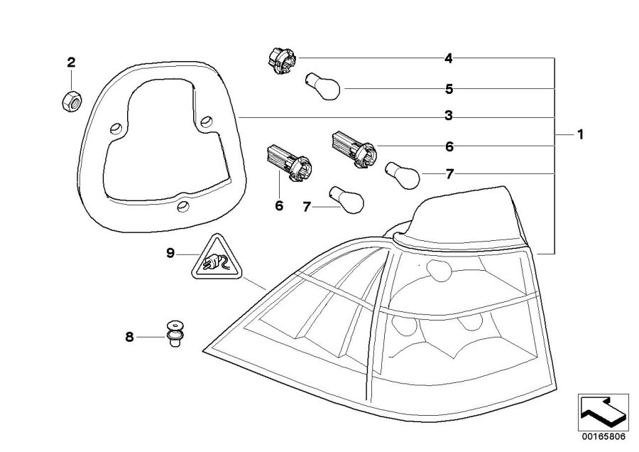 Diagram Rear light in the side panel for your BMW
