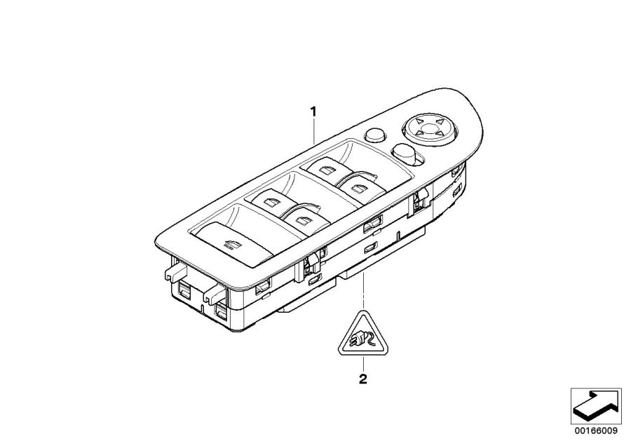 Full size assembly image of Window lifter switch, driver"s side (1/1)