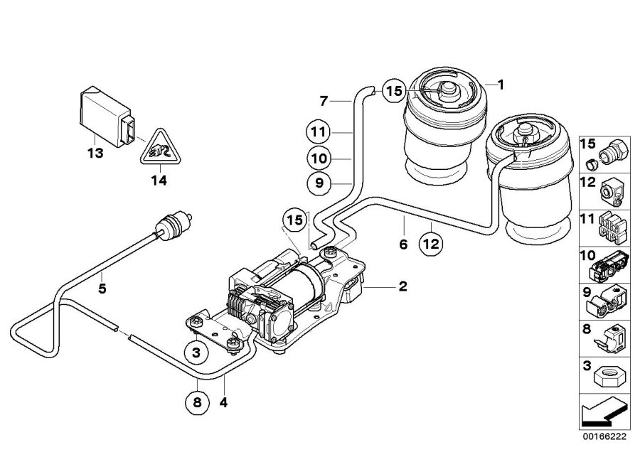 Diagram LEVELL.DEVICE, AIR SPRING AND CTRL UNIT for your 2012 BMW X5   