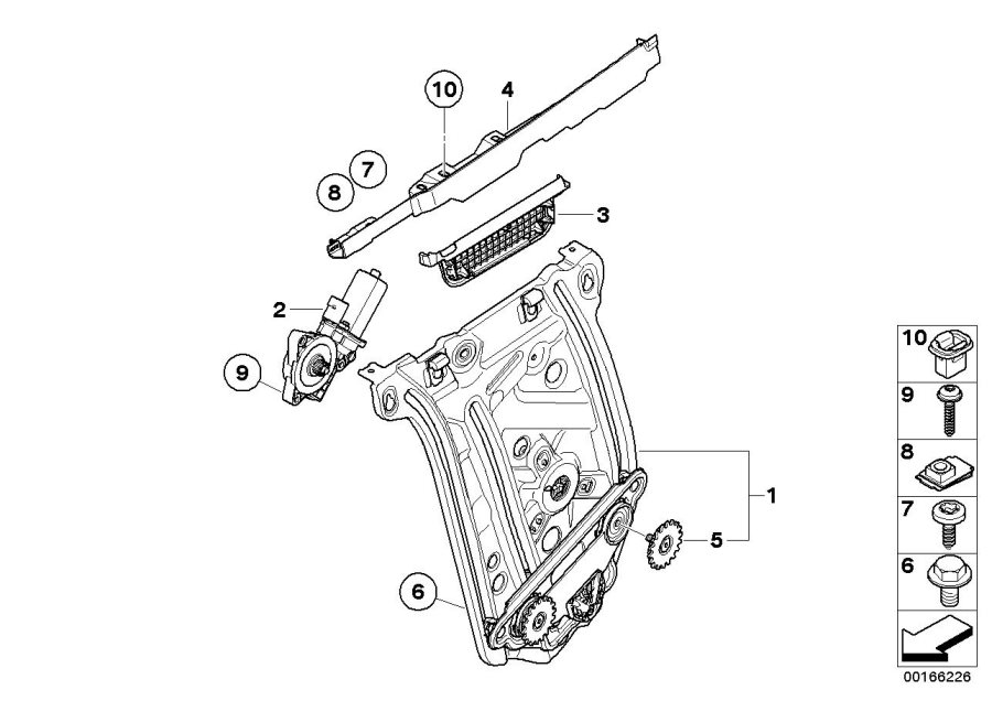 Diagram DOOR WINDOW LIFTING MECHANISM REAR for your 2021 BMW Alpina B7   