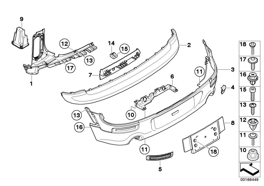 Diagram Aerokit, trim panel, rear for your MINI Clubman  