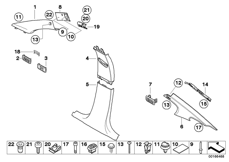 Diagram Trim panel a- / b- / c-column for your BMW 325i  