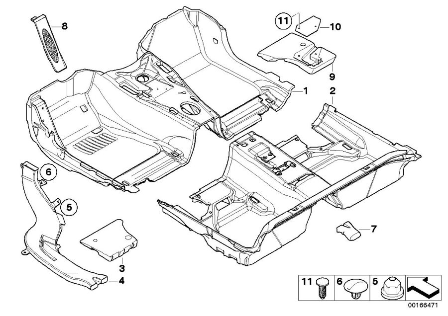 Diagram Floor covering for your 2008 BMW M6   