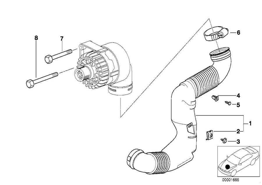 Diagram Alternator cooling for your 1988 BMW M6   