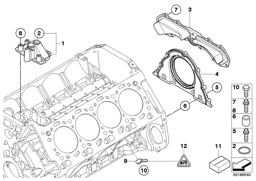 Le diagramme Pièces de bloc-moteur pour votre BMW