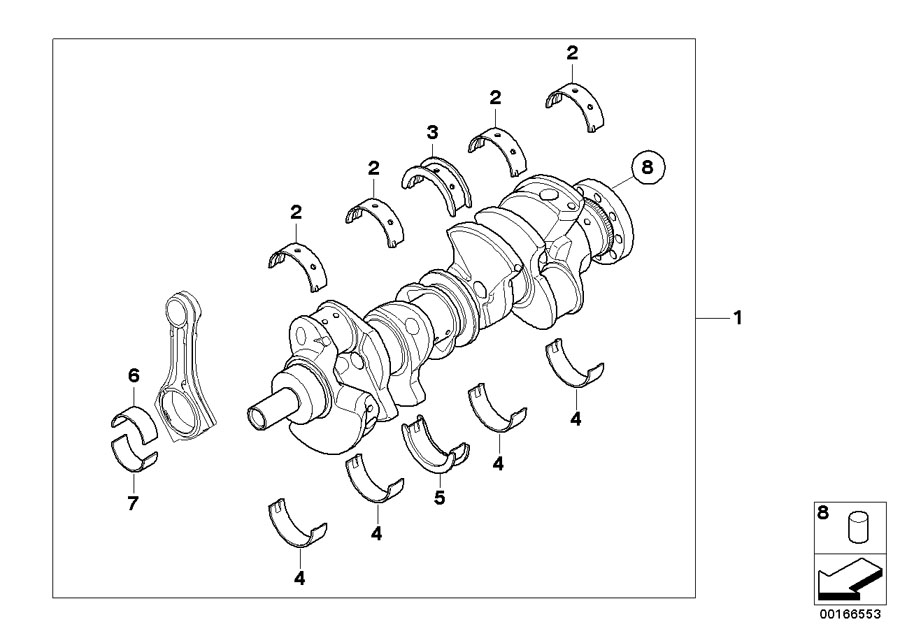 Diagram Crankshaft With Bearing Shells for your BMW