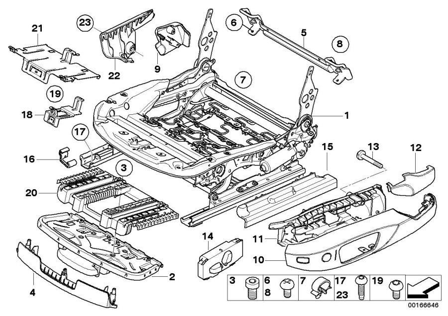 Diagram Front seat rail ELECTRICAL/SINGLE parts for your 2007 BMW M6   