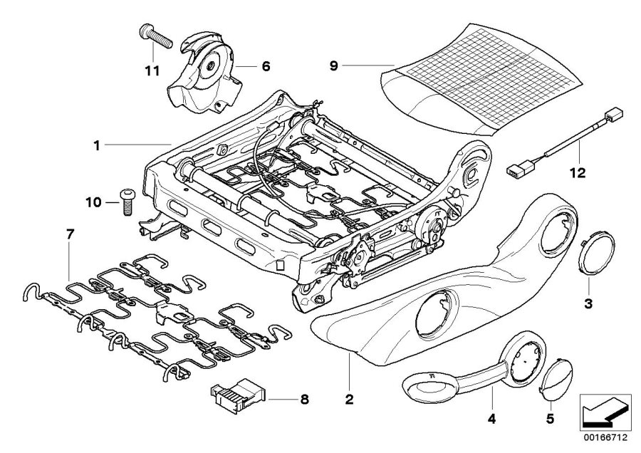 Diagram Seat, front, seat frame for your MINI