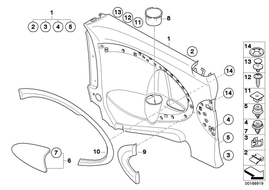 Diagram Lateral trim panel rear left for your MINI