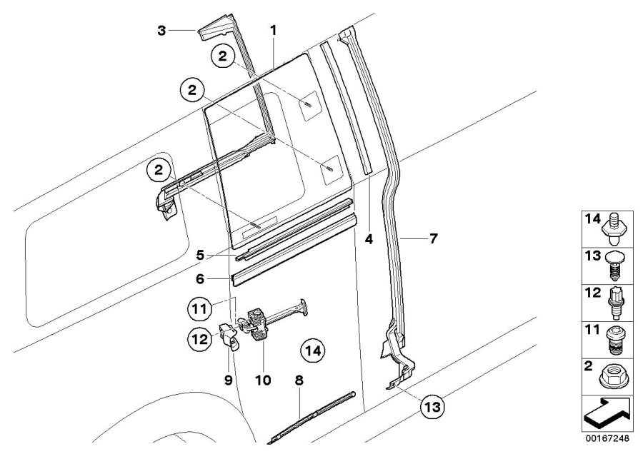 Diagram Trim and seals for door, rear for your MINI Clubman  