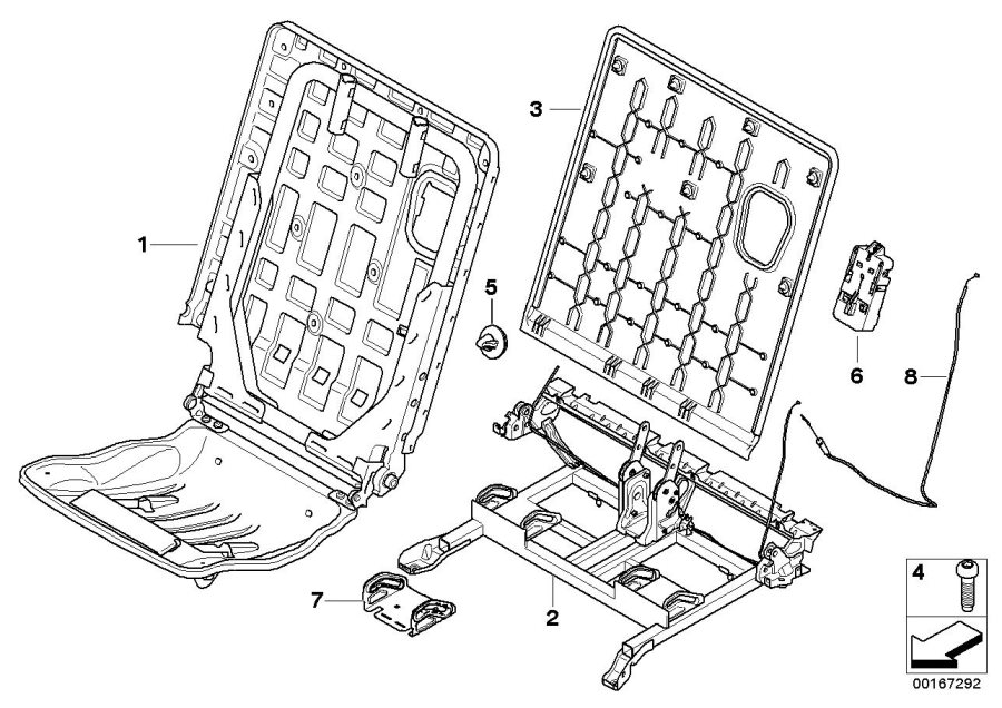 Diagram Seat, rear, seat frame, 3rd row for your 1988 BMW M6   