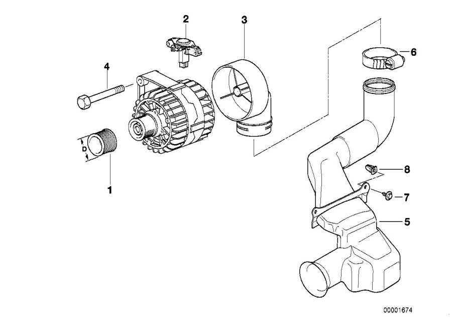 Diagram Alternator, individual parts 120A for your 2002 BMW M3   