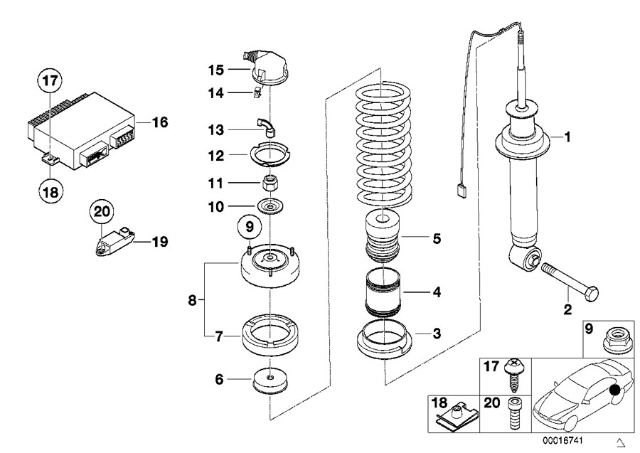 Diagram Rear spring strut assy EDC for your 2025 BMW Z4   