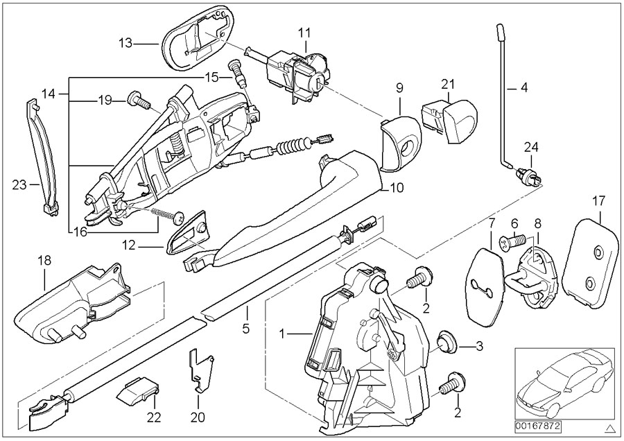 Diagram Door swivel handle, front (from 09/00) for your 2013 BMW 328iX   