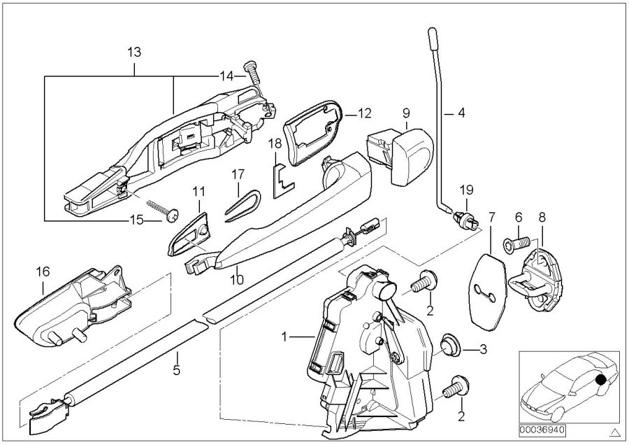 Diagram Door mechanism rear (up to 09/00) for your 2018 BMW X2 28iX  