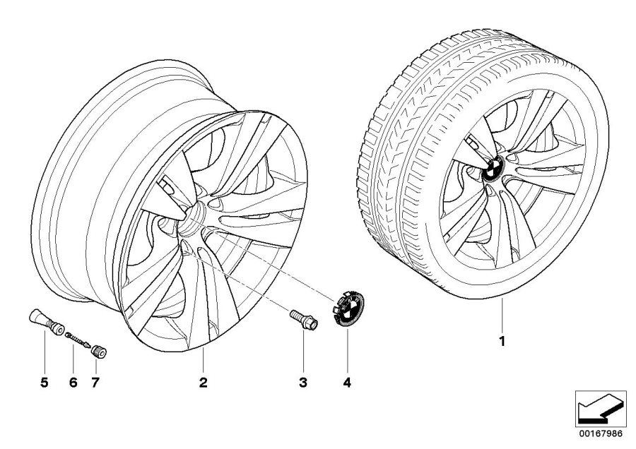 Diagram BMW la wheel, double spoke 278 for your 2008 BMW 535xi Sedan  