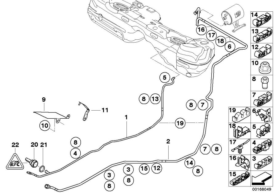 Diagram Fuel pipes / Mounting parts for your BMW