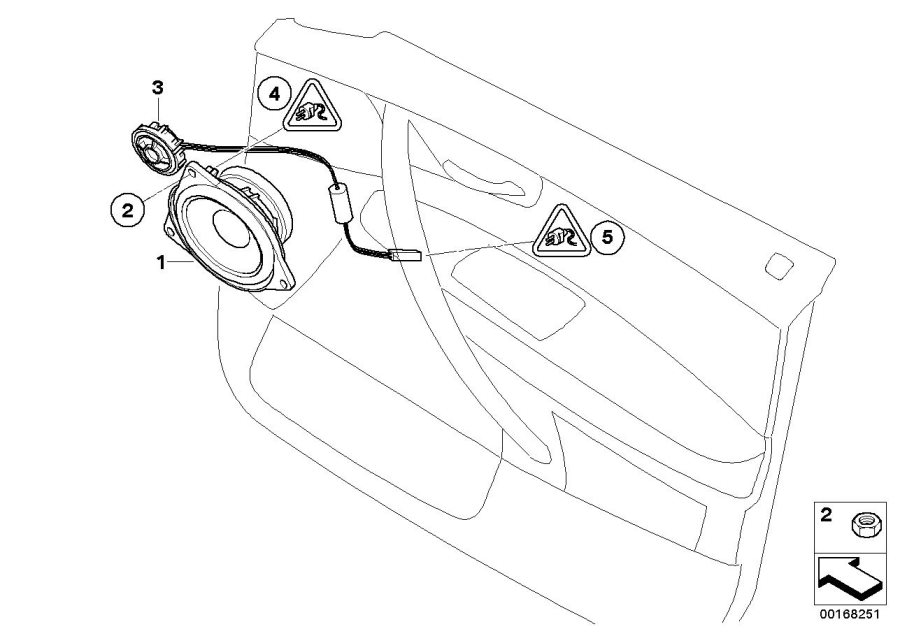 Diagram Single parts F front door top-hifi syst. for your BMW