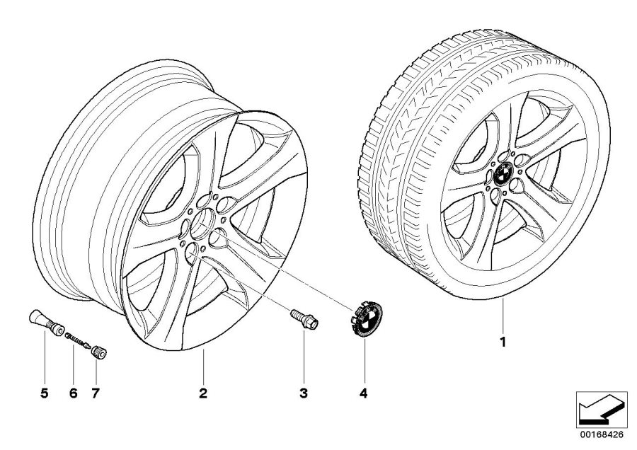 Le diagramme Jante à rayons en étoile (Styl. 258) pour votre BMW X6  