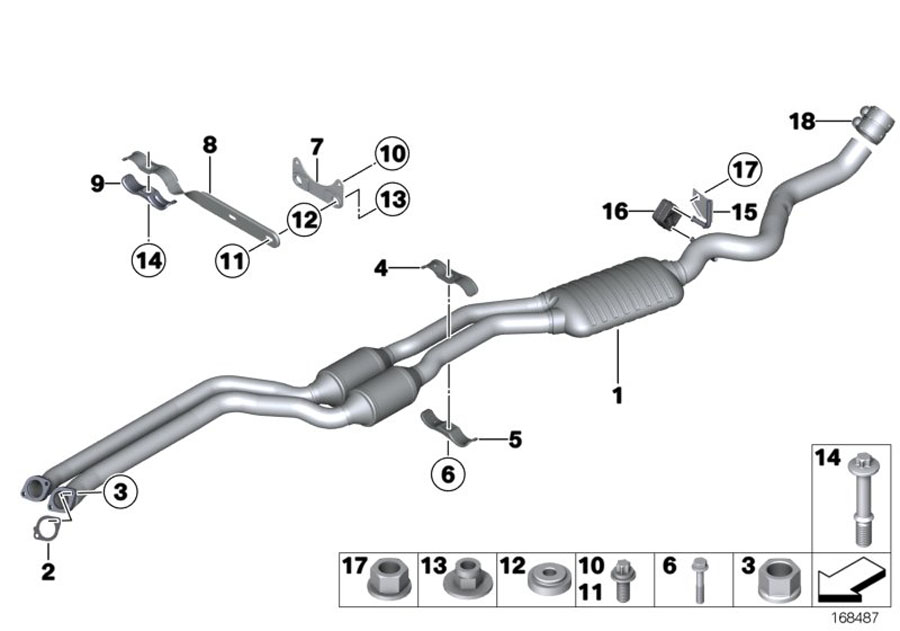 Diagram Catalytic CONVERTER/FRONT silencer for your 2007 BMW 750Li   