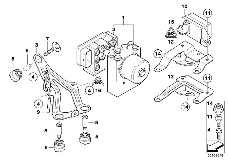 Diagram Hydro unit DSC/fastening/sensors for your MINI