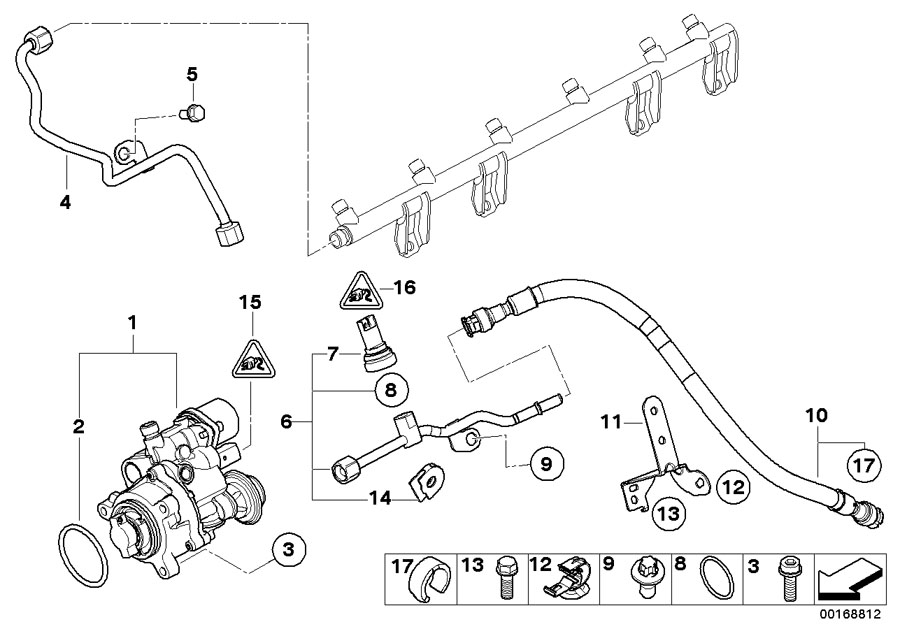 Diagram High-pressure PUMP/TUBING for your 2008 BMW 535xi Sedan  