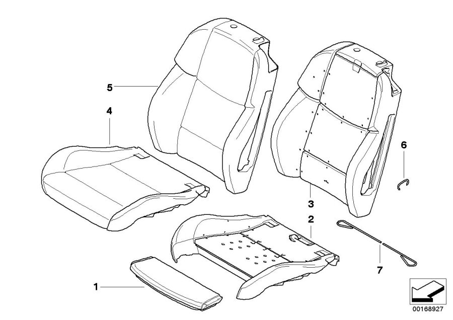 Diagram Seat, front, uphlstry, cover, Sport seat for your 2023 BMW X3  30eX 