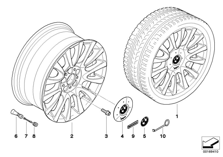 Diagram BMW LA wheel, V-spoke 265 individual for your 2013 BMW