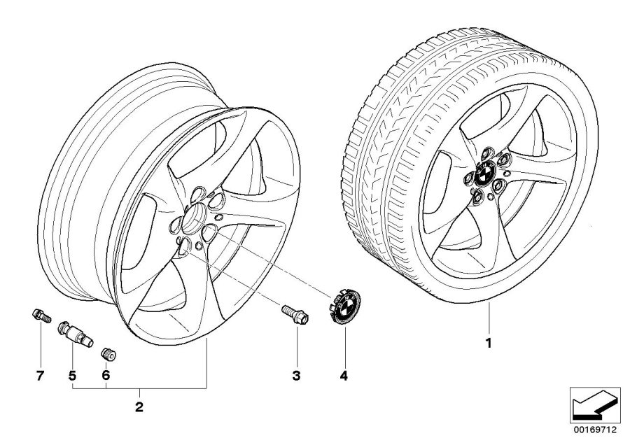 Diagram BMW la wheel, star spoke 230 for your 2011 BMW Hybrid 7   