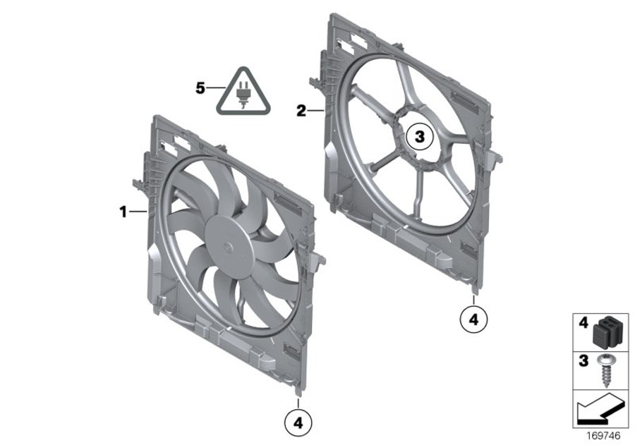 Diagram Fan housing, mounting parts for your BMW