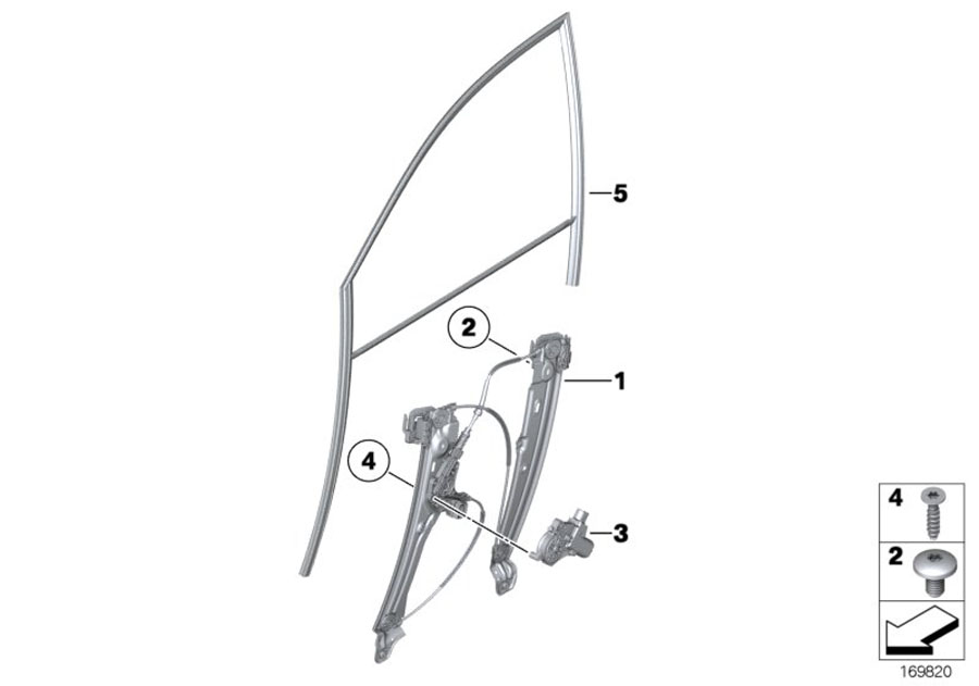 Diagram DOOR WINDOW LIFTING MECHANISM FRONT for your BMW