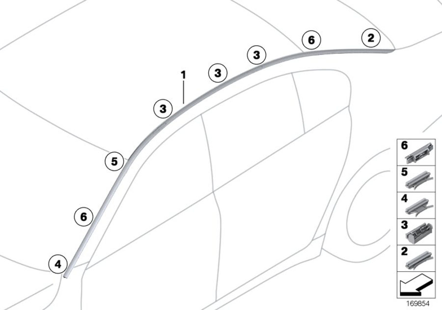 Diagram Roof moulding/Roof rail for your 2020 BMW X3   