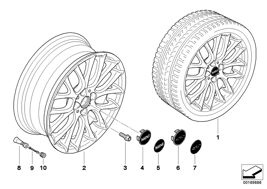 Diagram JCW LA wheel Cross Spoke Challenge R112 for your MINI