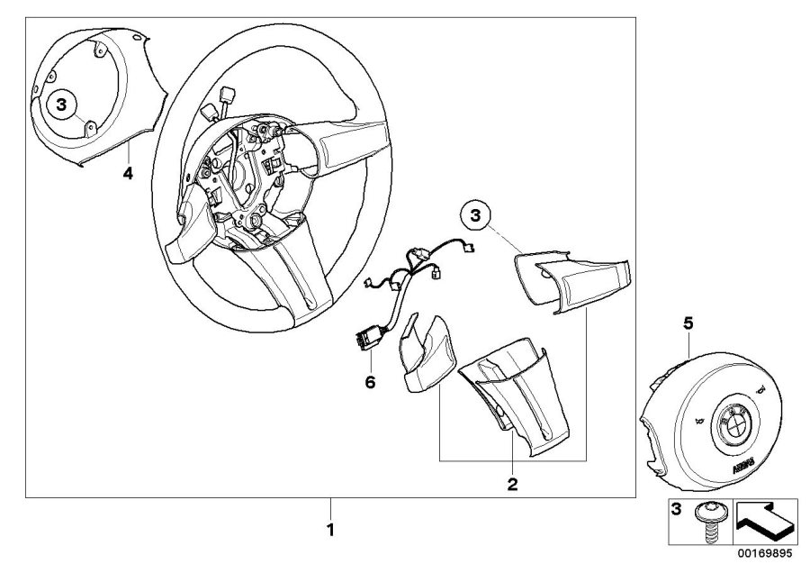 Diagram Airbag sports steering wheel for your 2023 BMW X3  30eX 